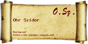 Ohr Szidor névjegykártya